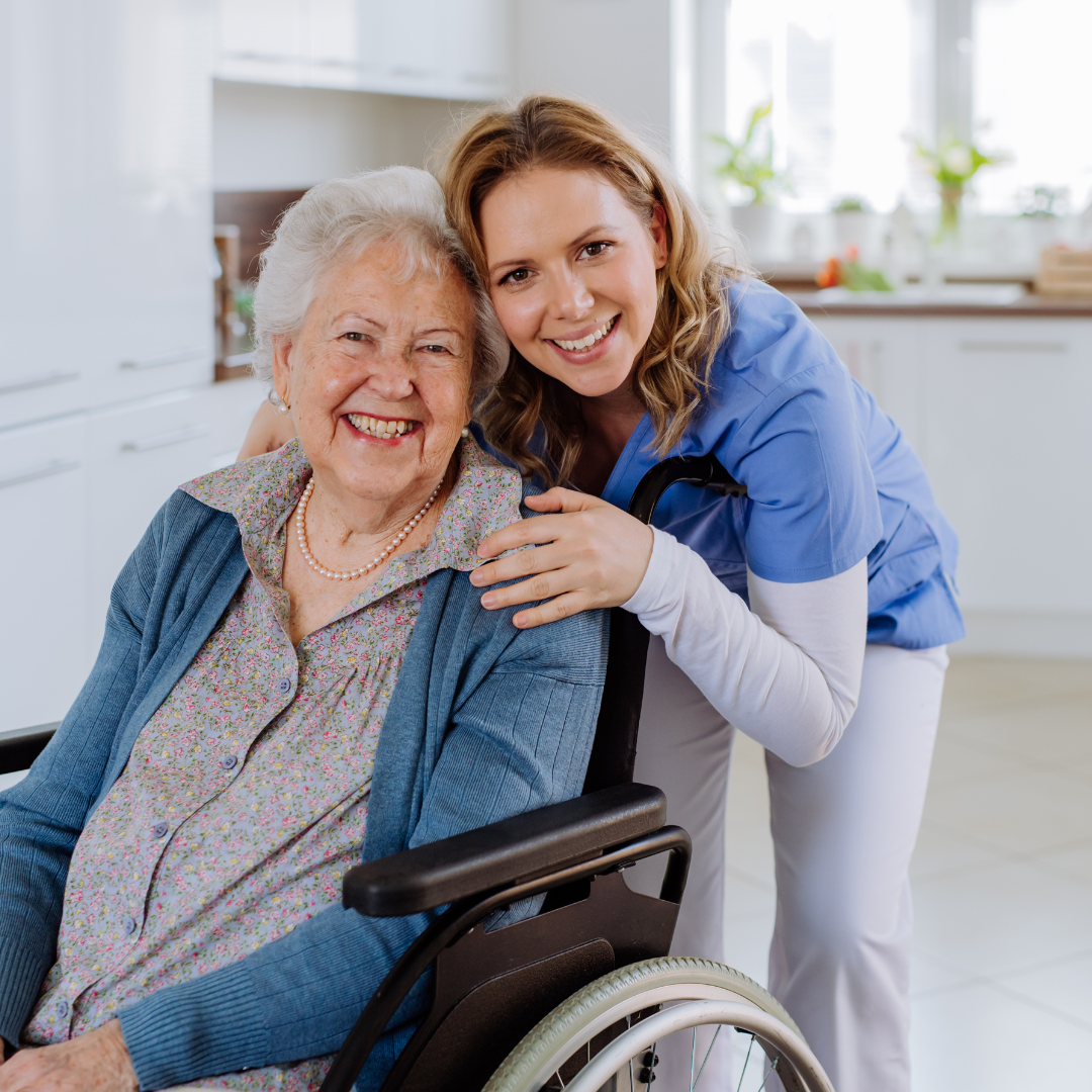 A Mill View caregiver spending time with a resident.