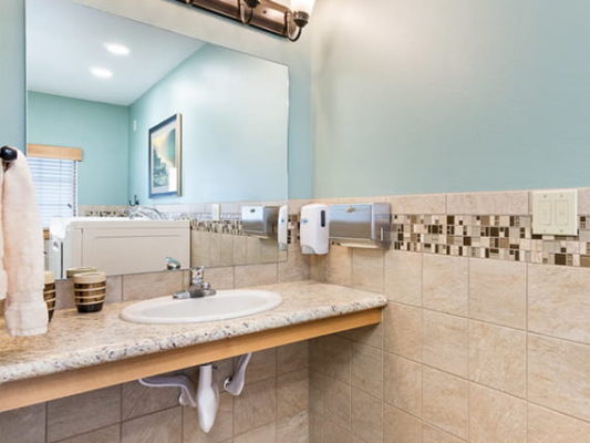 Sink area of bathroom at Mill View Memory Care