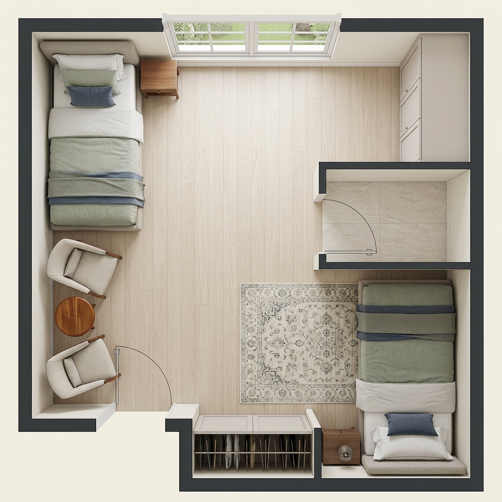 Shared residence floor plan at Mill View Memory Care in Bend, OR.